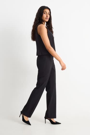 Femmes - Pantalon de bureau - mid waist - straight fit - Mix & Match - noir