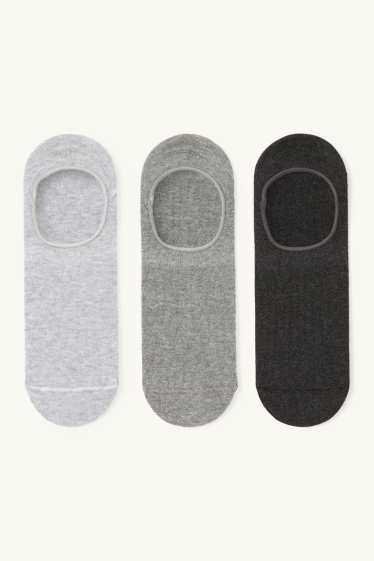 Heren - Set van 3 paar - voetenkousjes - grijs