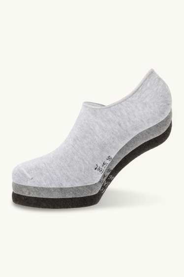 Heren - Set van 3 paar - voetenkousjes - grijs