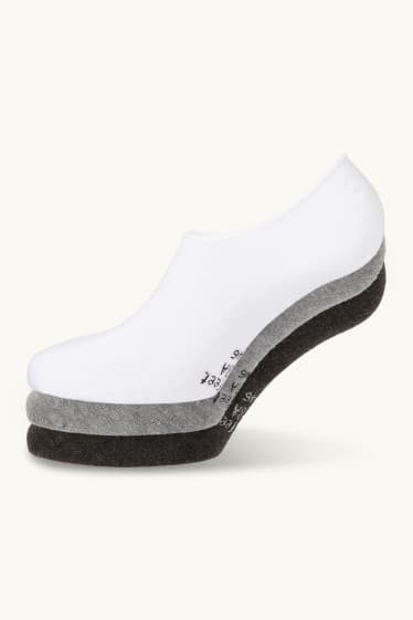 Heren - Set van 3 paar - voetenkousjes - grijs / zwart