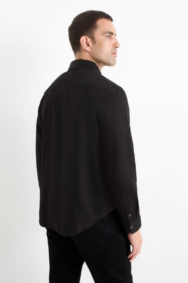 Hommes - Chemise en jean - regular fit - col kent - noir