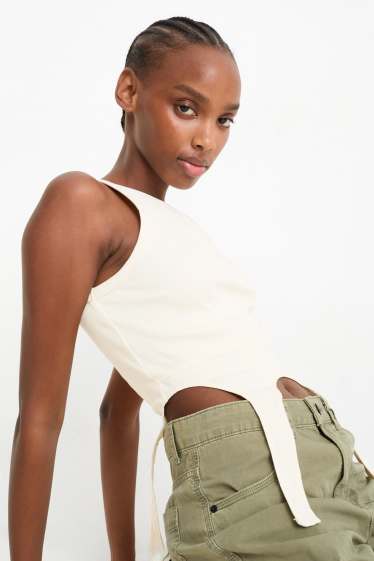 Damen - Crop Top - hellbeige
