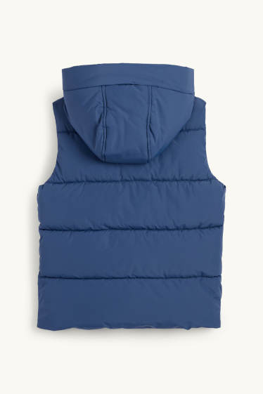 Kinderen: jongens - Bodywarmer met capuchon - waterafstotend - donkerblauw