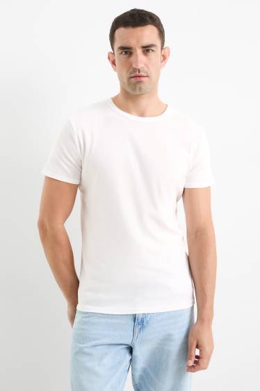 Uomo - T-shirt - slim fit - a coste fini - bianco