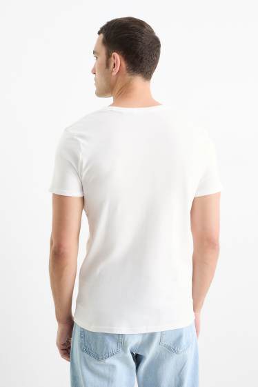 Uomo - T-shirt - slim fit - a coste fini - bianco