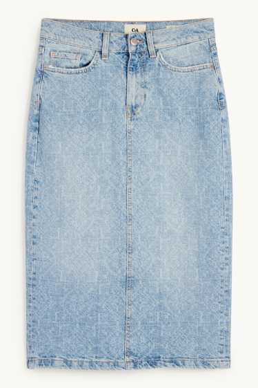 Women - Denim skirt - patterned - denim-light blue