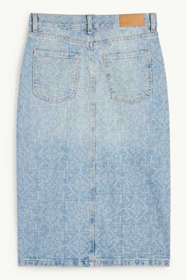 Women - Denim skirt - patterned - denim-light blue
