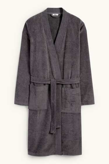 Heren - Badstof badjas - donkergrijs