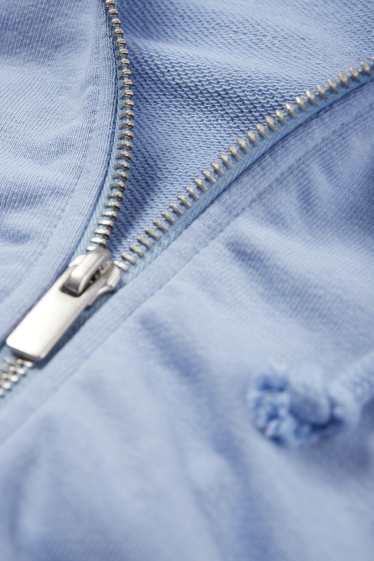 Femmes - Sweat zippé en molleton court avec capuche - bleu