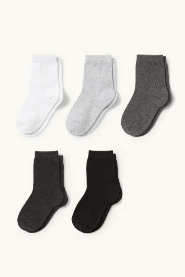 Kinder Buben - Multipack 5er - Socken - weiß / schwarz