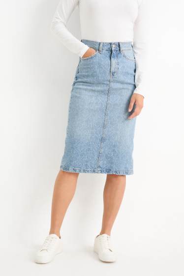 Women - Denim skirt - patterned - denim-light blue