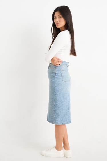 Women - Denim skirt - patterned - denim-light blue