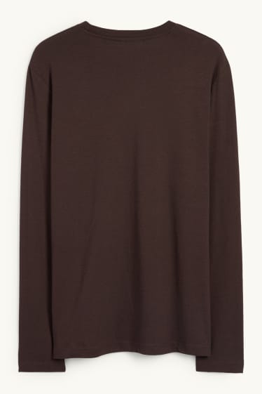 Heren - Longsleeve - donkerbruin