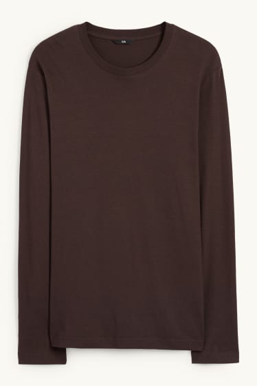 Heren - Longsleeve - donkerbruin