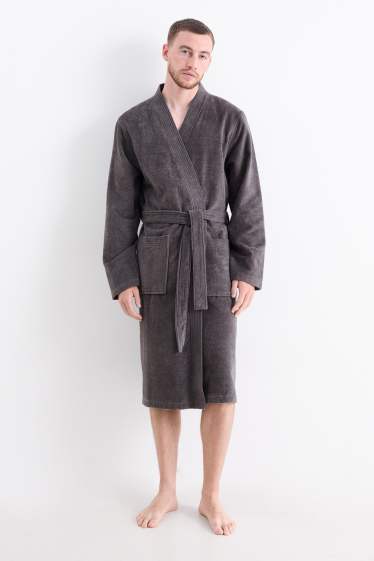 Heren - Badstof badjas - donkergrijs
