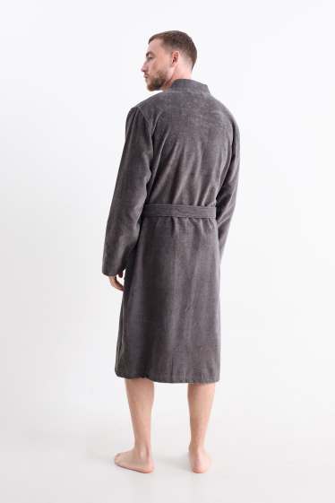 Heren - Badstof badjas - donkergrijs