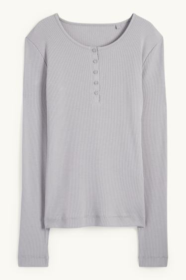 Donna - Maglia con collo serafino - grigio chiaro