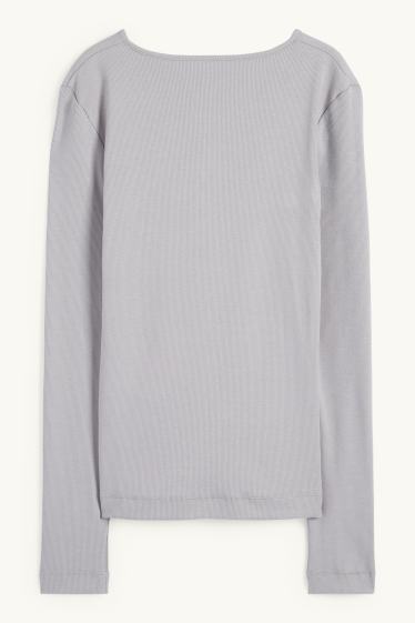 Donna - Maglia con collo serafino - grigio chiaro