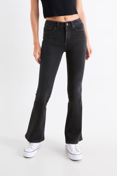 Women - Flared jeans - mid-rise waist - LYCRA® - denim-dark gray