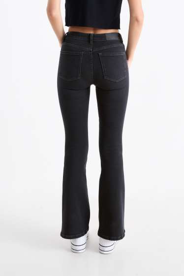Women - Flared jeans - mid-rise waist - LYCRA® - denim-dark gray