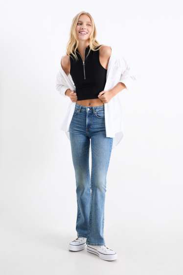Damen - Flared Jeans - Mid Waist - LYCRA® - jeansblau