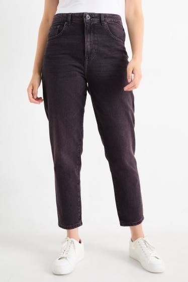 Damen - Mom Jeans - High Waist - LYCRA® - schwarz