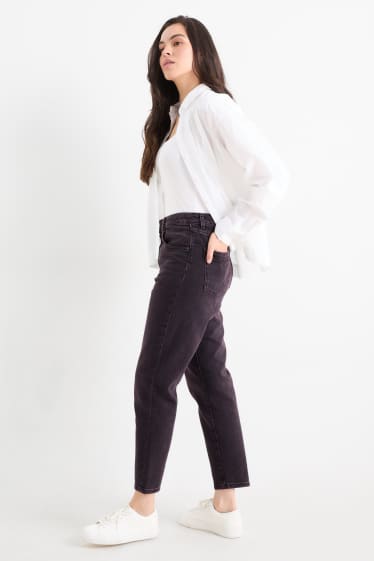 Damen - Mom Jeans - High Waist - LYCRA® - schwarz