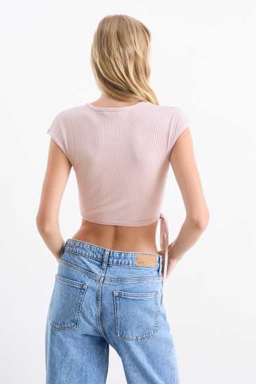 Dona - Samarreta crop de màniga curta - rosa