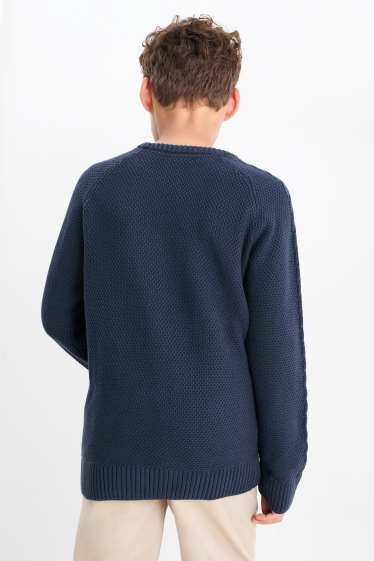 Enfants garçons - Pullover - motif tressé - bleu foncé
