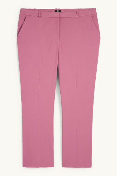 Women - Cloth trousers - mid-rise waist - straight fit - dark rose