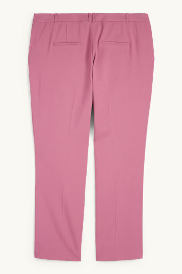 Women - Cloth trousers - mid-rise waist - straight fit - dark rose