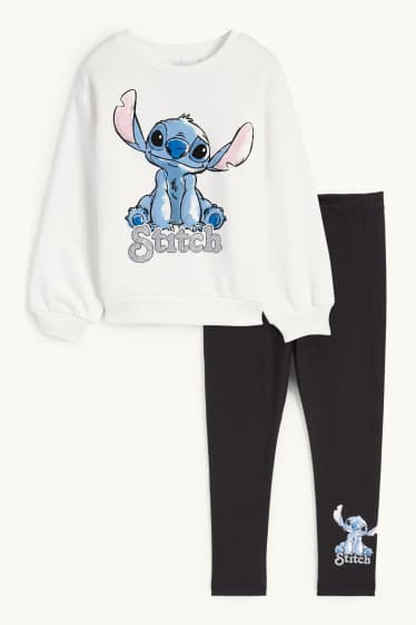 Enfants filles - Lilo & Stitch - ensemble - sweat et leggings - 2 pièces - blanc crème
