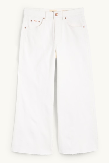 Dames - Wide leg jeans - mid waist - crème wit