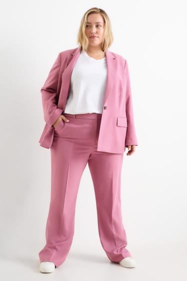 Women - Cloth trousers - mid-rise waist - straight fit - dark rose