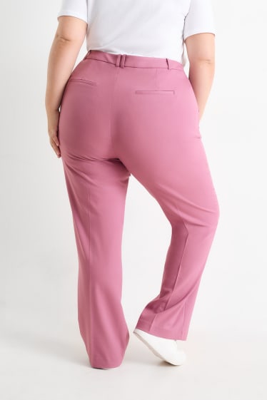 Women - Cloth trousers - mid-rise waist - straight fit - dark rose