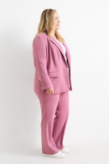 Women - Cloth trousers - mid-rise waist - straight fit - dark rose