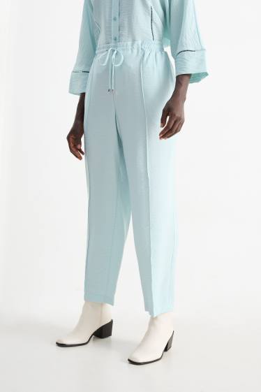 Femmes - Pantalon en toile - high waist - tapered fit - vert menthe