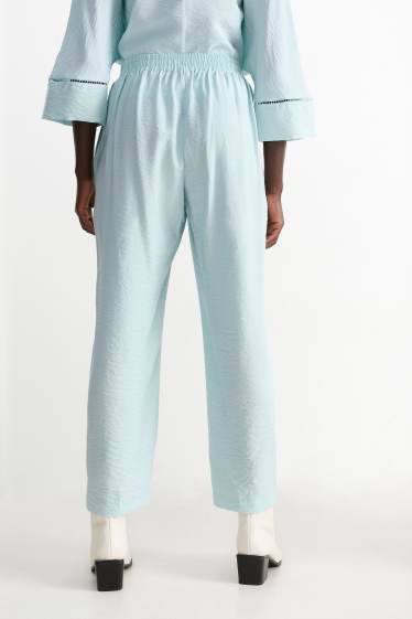 Femmes - Pantalon en toile - high waist - tapered fit - vert menthe