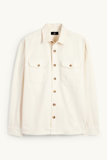 Men - Shirt - regular fit - kent collar - cremewhite