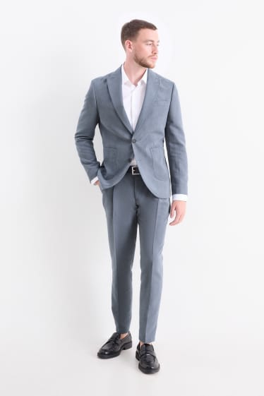 Hommes - Pantalon de costume - slim fit - texturé - bleu
