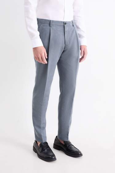 Hommes - Pantalon de costume - slim fit - texturé - bleu