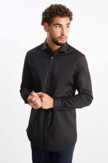 Uomo - Camicia business - body fit - colletto cutaway - facile da stirare - LYCRA® - nero