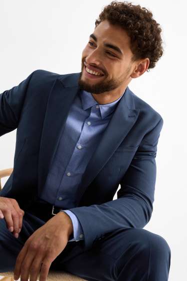 Uomo - Giacca coordinabile - slim fit - Flex - 4 Way Stretch - blu scuro