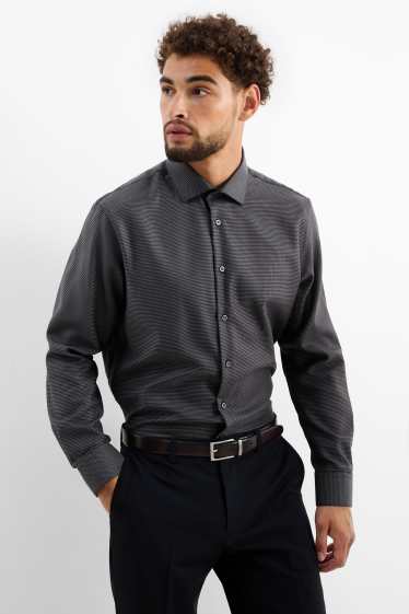 Herren - Businesshemd - Regular Fit - Cutaway - bügelfrei  - dunkelgrau