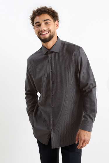 Herren - Businesshemd - Regular Fit - Cutaway - bügelfrei  - dunkelgrau