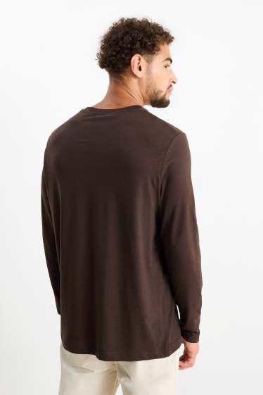 Heren - Longsleeve - donkerbruin