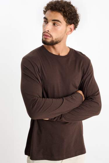 Heren - Longsleeve - donkerbruin