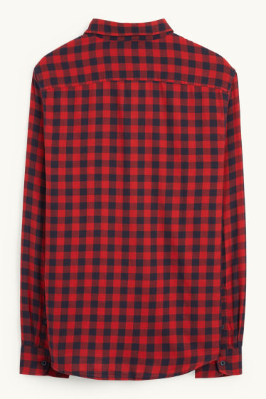 Heren - Overhemd - regular fit - kent - geruit - rood