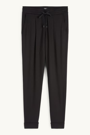 Donna - Pantaloni di jersey - vita media - tapered fit - nero