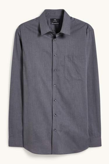 Uomo - Camicia business - regular fit - colletto all’italiana - facile da stirare - grigio scuro